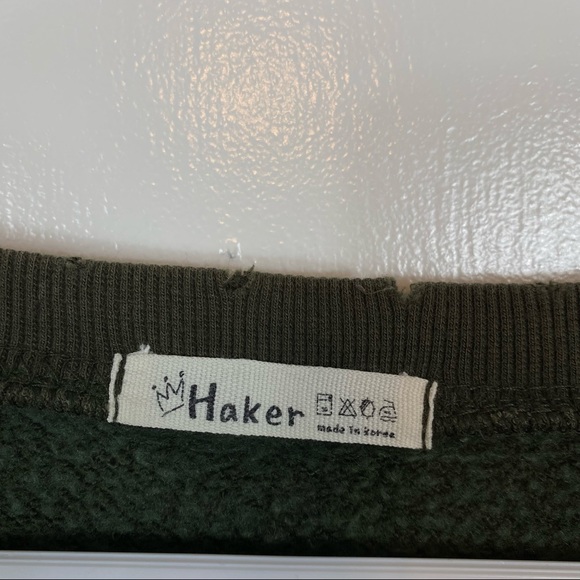 Haker Green long sleeve street oversized sweater sweatshirt minidress U-408 - Picture 8 of 14